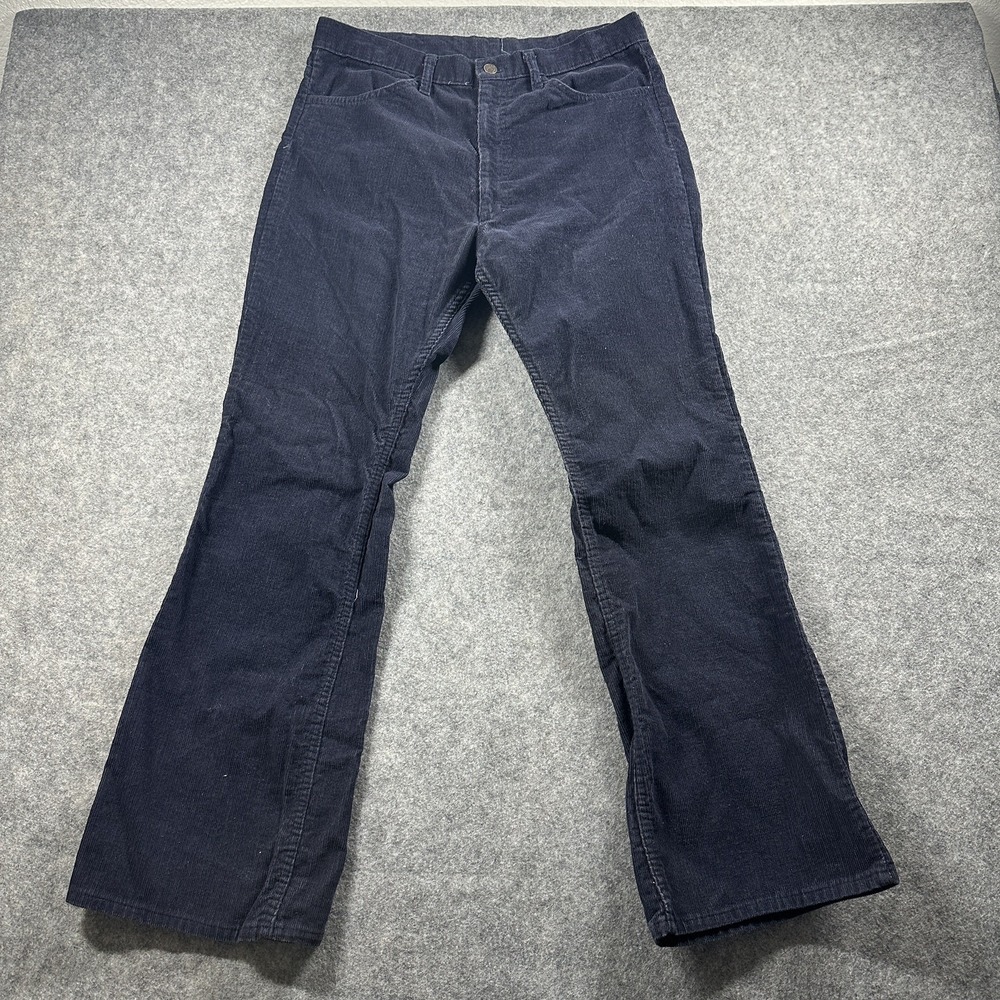 Vtg Sears Pants 34 Reg (fits 32x29) Blue‎ Corduroy Flare Bell Bottom 70s 80s